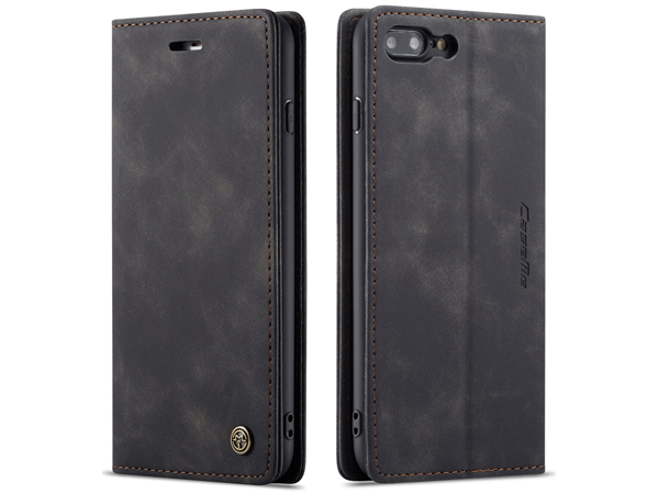 CaseMe Slim Synthetic Leather Wallet Case with Stand for iPhone 8 Plus/7 Plus - Charcoal