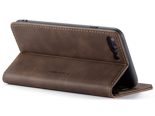 CaseMe Slim Synthetic Leather Wallet Case with Stand for iPhone 8 Plus/7 Plus - Chocolate
