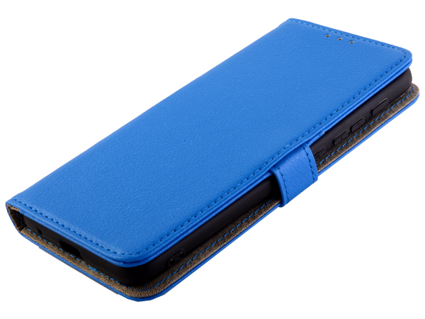 Synthetic Leather Wallet Case with Stand for Motorola Moto E7 Power - Blue