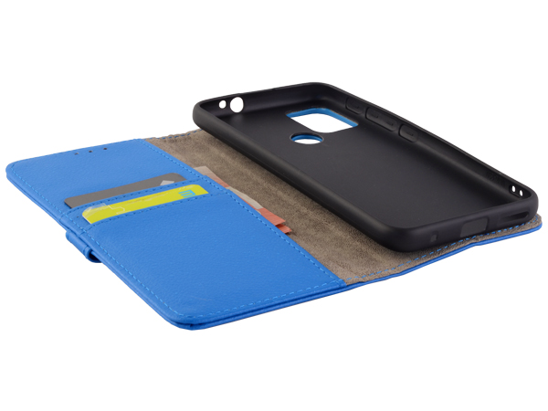 Synthetic Leather Wallet Case with Stand for Motorola Moto G10 - Blue