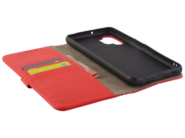 Synthetic Leather Wallet Case with Stand for Samsung Galaxy A32 4G - Red