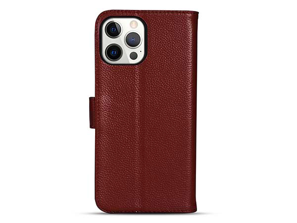 Premium Leather Wallet Case for Apple iPhone 13 Pro - Rosewood Leather Wallet Case