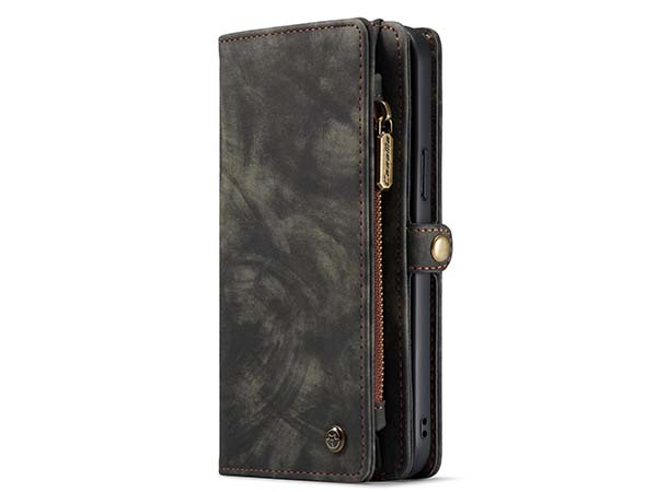 CaseMe 2-in-1 Synthetic Leather Wallet Case for iPhone 13 Pro - Khaki/Grey Leather Wallet Case