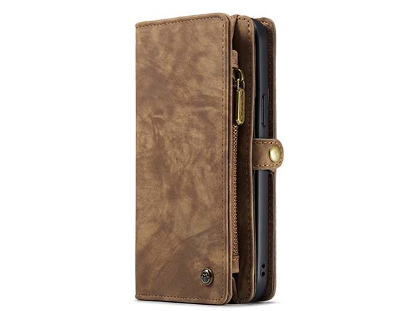 CaseMe 2-in-1 Synthetic Leather Wallet Case for iPhone 13 Pro - Beige/Tan Leather Wallet Case