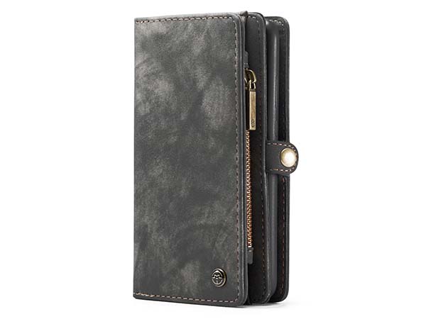 CaseMe 2-in-1 Synthetic Leather Wallet Case for Samsung Galaxy A52s/A52 - Khaki/Grey Leather Wallet Case
