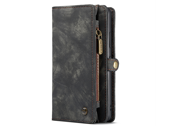 CaseMe 2-in-1 Synthetic Leather Wallet Case for Samsung Galaxy S22+ - Khaki/Grey Leather Wallet Case