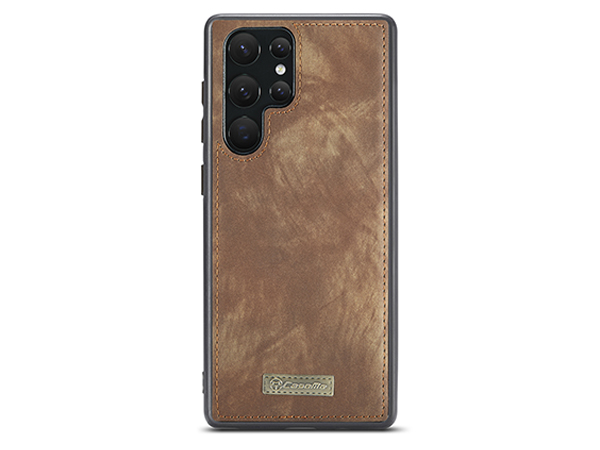 CaseMe 2-in-1 Synthetic Leather Wallet Case for Samsung Galaxy S22 Ultra - Beige/Tan