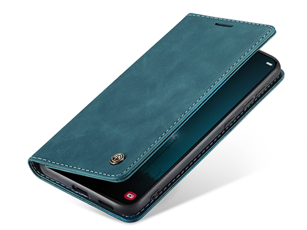 CaseMe Slim Synthetic Leather Wallet Case with Stand for Samsung Galaxy S22 - Teal Leather Wallet Case
