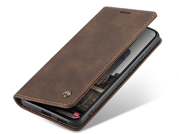 CaseMe Slim Synthetic Leather Wallet Case with Stand for Samsung Galaxy S22 - Chocolate Leather Wallet Case