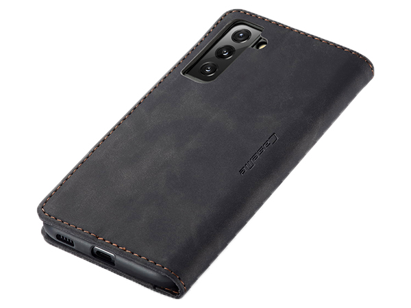 CaseMe Slim Synthetic Leather Wallet Case with Stand for Samsung Galaxy S22+ - Charcoal