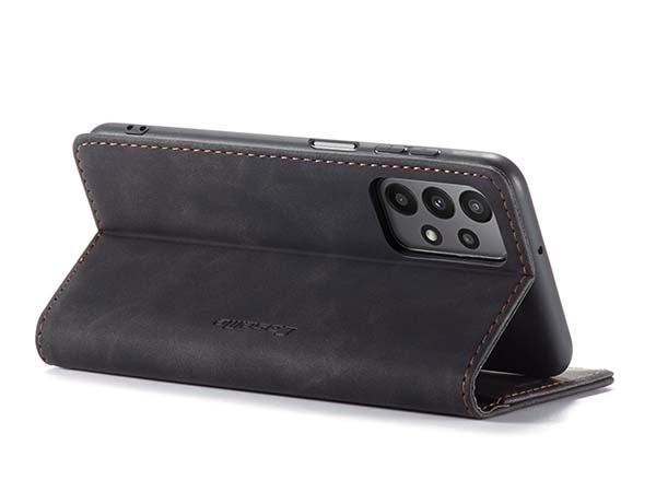 CaseMe Slim Synthetic Leather Wallet Case with Stand for Samsung Galaxy A23 - Charcoal