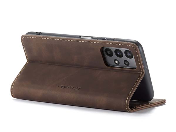 CaseMe Slim Synthetic Leather Wallet Case with Stand for Samsung Galaxy A13 4G - Chocolate