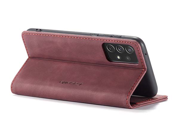 CaseMe Slim Synthetic Leather Wallet Case with Stand for Samsung Galaxy A73 5G - Burgundy