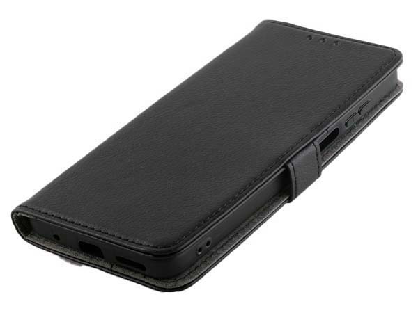 Synthetic Leather Wallet Case with Stand for Motorola Moto E32 - Black