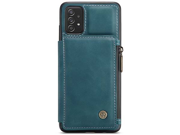 CaseMe Synthetic Leather Case with Back Zipper Pocket for Samsung Galaxy A33 - Teal