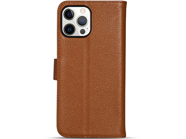 Premium Leather Wallet Case for Apple iPhone 14 Pro - Caramel Leather Wallet Case