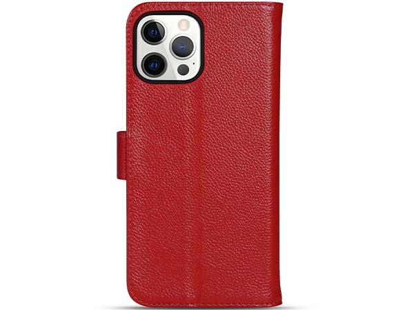 Premium Leather Wallet Case for Apple iPhone 14 Pro - Red Leather Wallet Case