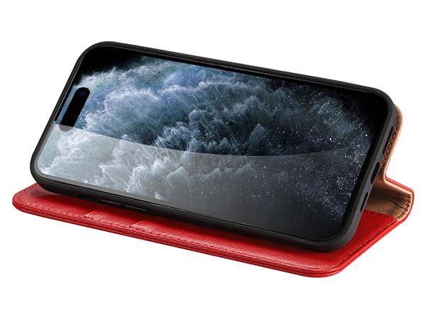 Premium Leather Wallet Case for Apple iPhone 14 Pro Max - Red