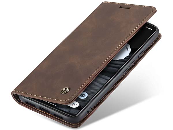 CaseMe Slim Synthetic Leather Wallet Case with Stand for Google Pixel 6a - Chocolate