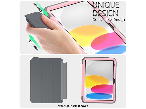 Impact Case with Detachable Cover for iPad 10th Gen 10.9 (2022) - Pink/Grey