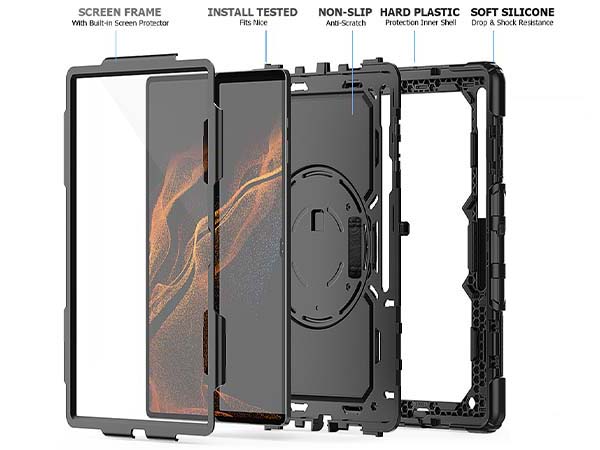 Rugged Impact Case for Samsung Galaxy Tab S8 Ultra - Classic Black