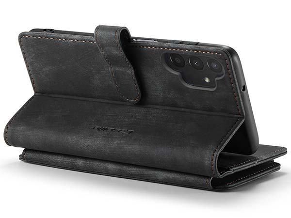 CaseMe Synthetic Leather Wallet Case with Zipper Pocket for Samsung Galaxy A04s - Charcoal Leather Wallet Case