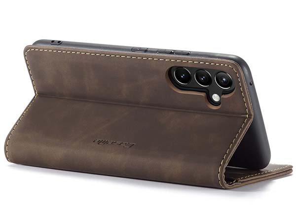 CaseMe Slim Synthetic Leather Wallet Case with Stand for Samsung Galaxy A54 - Chocolate
