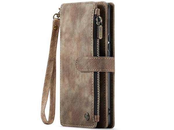 CaseMe Synthetic Leather Wallet Case with Zipper Pocket for Samsung Galaxy A54 - Desert Taupe