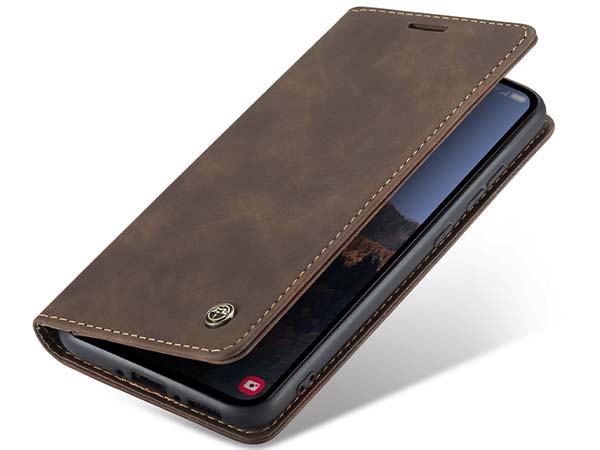 CaseMe Slim Synthetic Leather Wallet Case with Stand for Samsung Galaxy A34 - Chocolate