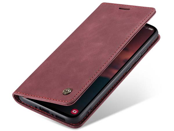 CaseMe Slim Synthetic Leather Wallet Case with Stand for Samsung Galaxy A34 - Burgundy