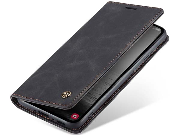 CaseMe Slim Synthetic Leather Wallet Case with Stand for Samsung Galaxy A34 - Charcoal