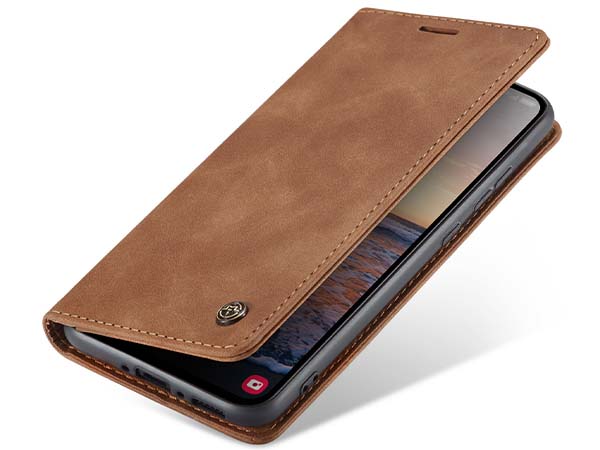 CaseMe Slim Synthetic Leather Wallet Case with Stand for Samsung Galaxy A34 - Tan