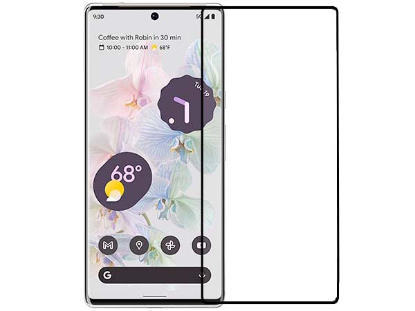 Curved Glass Screen Protector with Full Adhesive for Google Pixel 6 Pro - Black/Clear Screen Protector