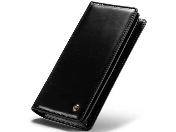 CaseMe Slim Wallet With Mobile Pouch - Black Leather Wallet Pouch