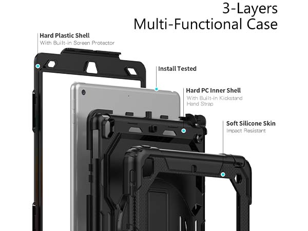 Rugged Impact Case for Apple iPad 9th Gen 10.2 - Classic Black