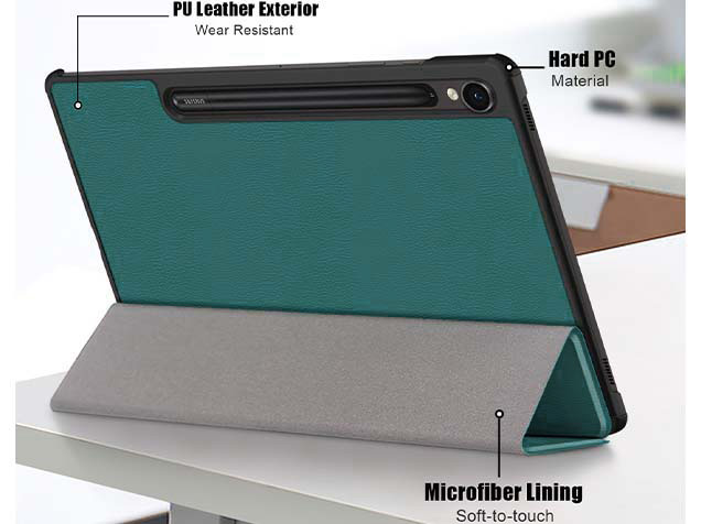 Slim Synthetic Leather Flip Case with Stand for Samsung Galaxy Tab S9 - Teal