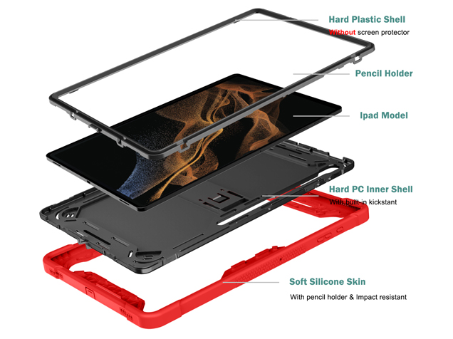 Impact Case for the Samsung Galaxy Tab S8 Ultra - Red/Black