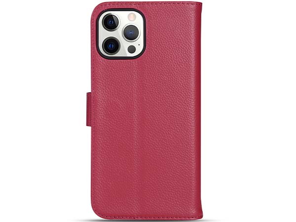 Premium Leather Wallet Case for Apple iPhone 15 Pro - Pink Leather Wallet Case