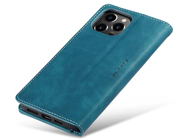 CaseMe Slim Synthetic Leather Wallet Case with Stand for iPhone 15 Pro - Teal