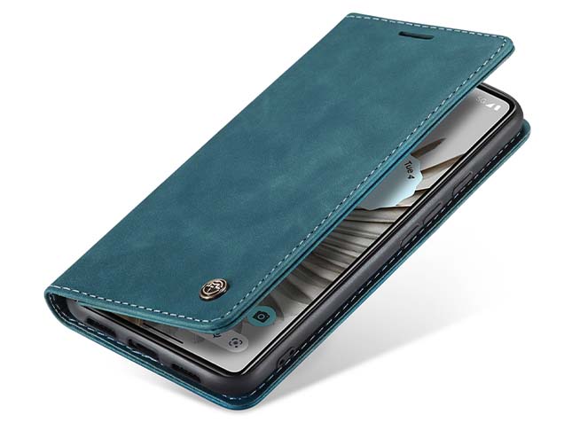 CaseMe Slim Synthetic Leather Wallet Case with Stand for Google Pixel 8 - Teal Leather Wallet Case