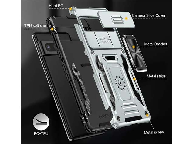 Military Case with Camera Cover for Google Pixel 8 Pro - Red