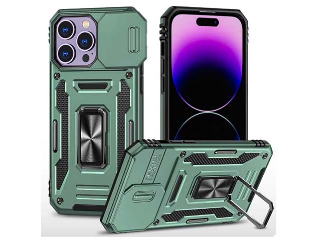 Military Case with Camera Cover for iPhone 15 Pro - Green Impact Case