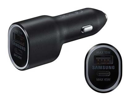 Samsung 45W Dual USB-C & USB-A Car Charger Adapter - Black Car Charger Adapter