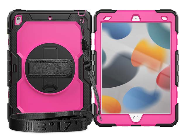 Rugged Impact Case with Strap for Apple iPad 9th Gen 10.2 - Pink Impact Case