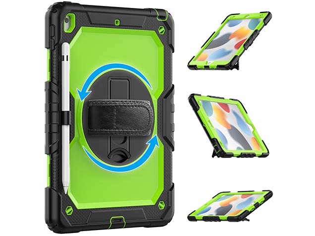 Rugged Impact Case with Strap for Apple iPad 7/8th Gen - Green