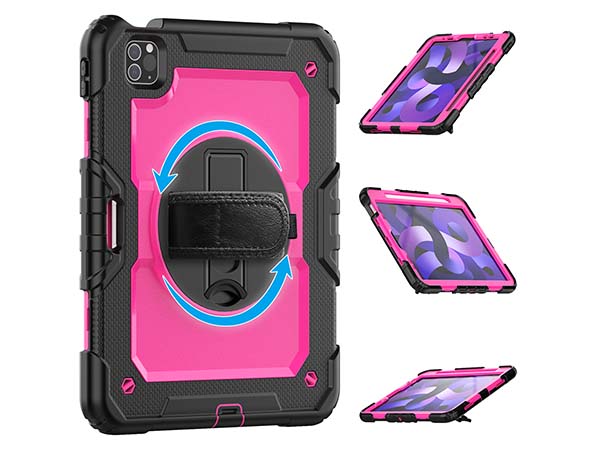 Rugged Impact Case with Strap for iPad Air 5 - Pink