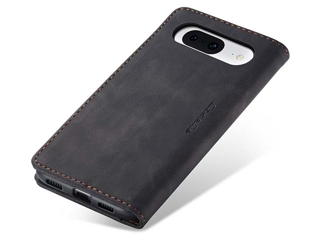 CaseMe Slim Synthetic Leather Wallet Case with Stand for Google Pixel 8a - Charcoal