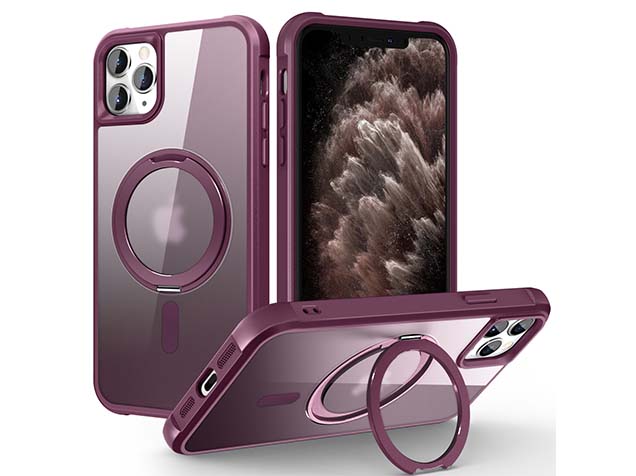 Magnetic Ring Stand Case for iPhone 11 Pro Max - Burgundy Hard Case