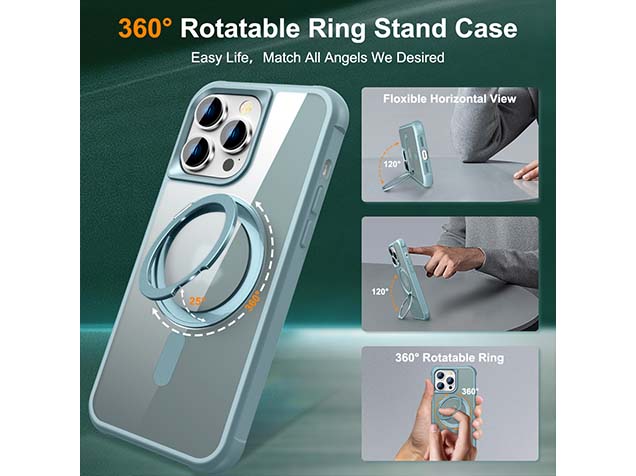Magnetic Ring Stand Case for iPhone 13 Pro Max - Ice Blue