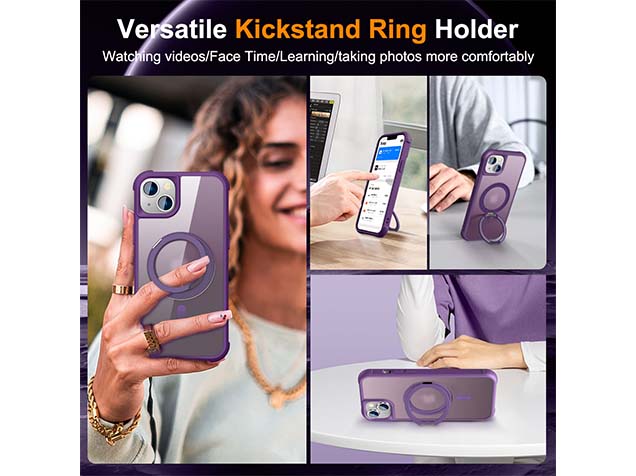 Magnetic Ring Stand Case for iPhone 14 Plus - Purple